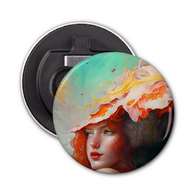 Beautiful Artistic Abstract Red Haired Ginger Girl Bottle Opener (Front)