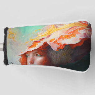 Beautiful Artistic Abstract Red Haired Ginger Girl Golf Head Cover