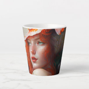 Beautiful Artistic Abstract Red Haired Ginger Girl Latte Mug