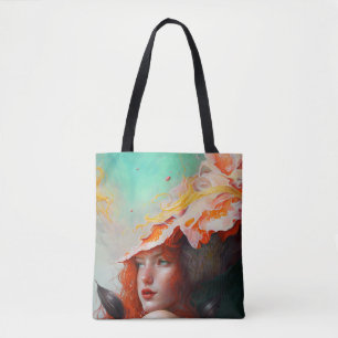 Beautiful Artistic Abstract Red Haired Ginger Girl Tote Bag