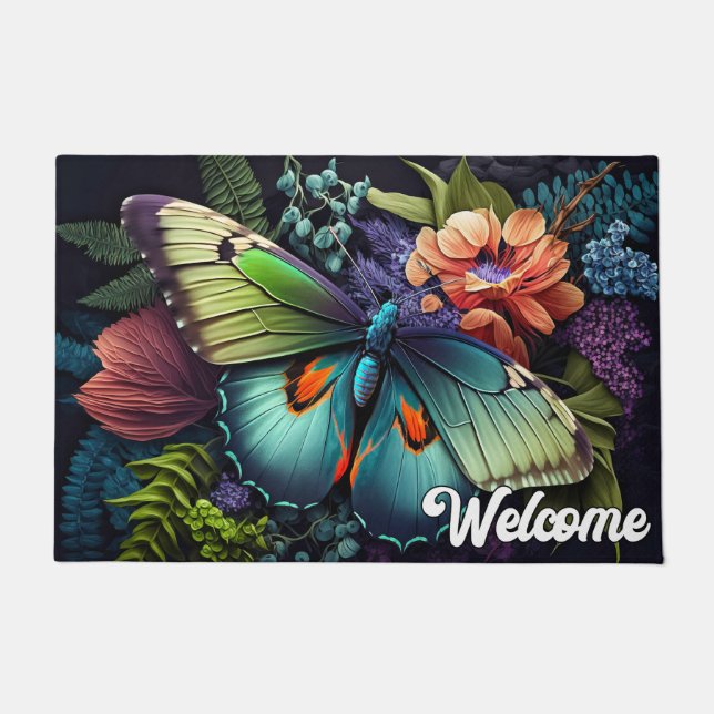 Beautiful Artistic Butterfly Illustration Doormat (Front)