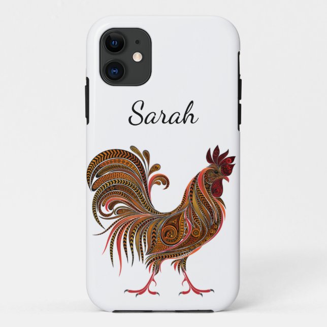 Beautiful Artistic Design Rooster Farm Chicken Case-Mate iPhone Case (Back)