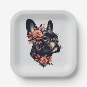 Beautiful artistic Frenchie Paper Plate