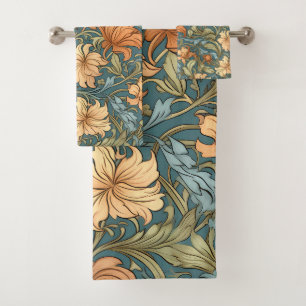 Beautiful artistic hand drawn William Morris Bath Towel Set