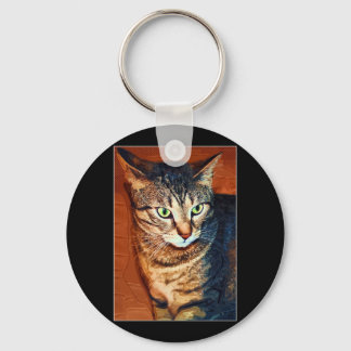 Beautiful Artistic Tabby Cat Key Ring