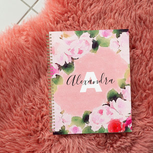 Beautiful Artistic Watercolor Pink Roses With Name Planner