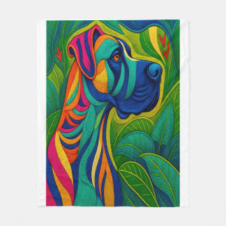 Beautiful Artwork of a Majestic Great Dane Fleece Blanket