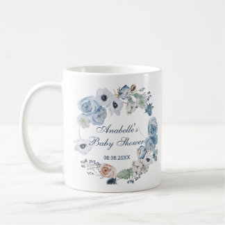 Beautiful Ash Blue Floral Baby Shower Coffee Mug