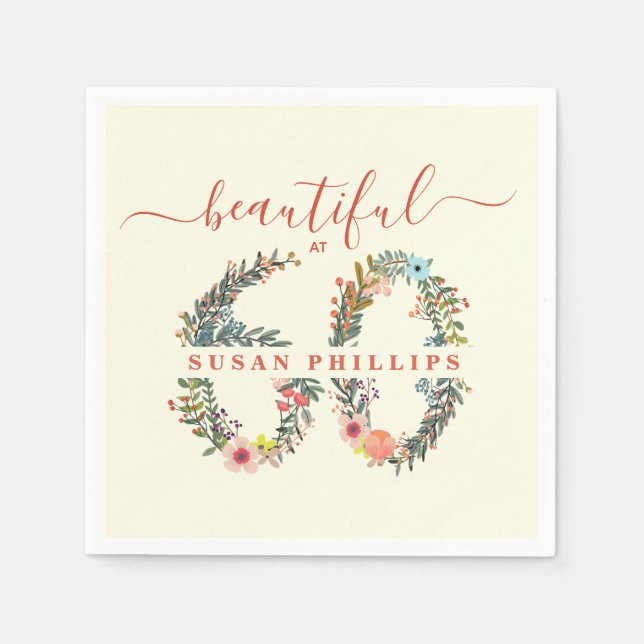 Beautiful at 60 Birthday Party Napkins (Front)