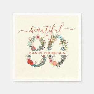 Beautiful at 80 Birthday Party Sticker Napkin