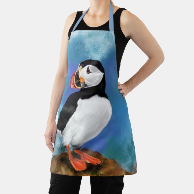 Beautiful Atlantic Puffin Bird Apron (Insitu)