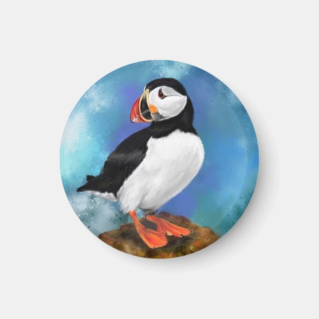 Beautiful Atlantic Puffin Bird Magnet (Front)