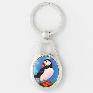 Beautiful Atlantic Puffin Bird - Painting  Key Ring