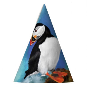 Beautiful Atlantic Puffin Bird - Painting Party Hat