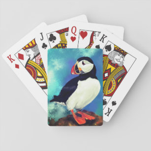 Beautiful Atlantic Puffin Bird - Painting  Playing Cards