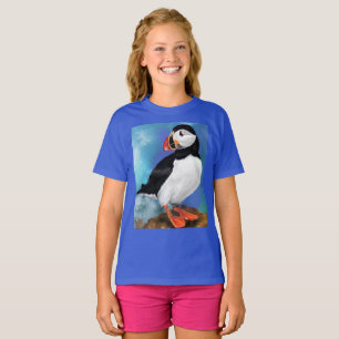 Beautiful Atlantic Puffin Bird Painting T-Shirt