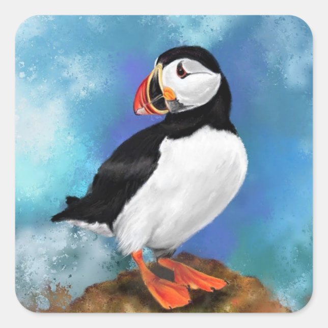 Beautiful Atlantic Puffin Sticker (Front)