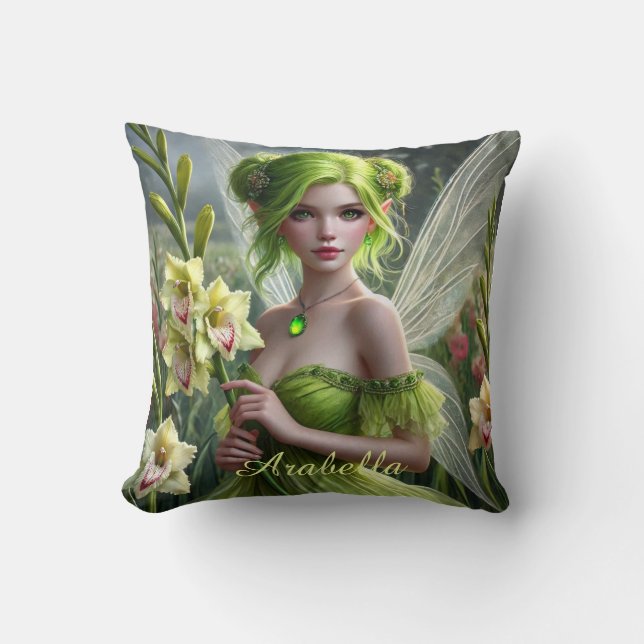 Beautiful August Fairy in Gladioli Cushion (Front)