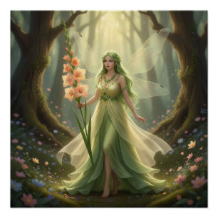 Beautiful August Peridot Fairy Poster