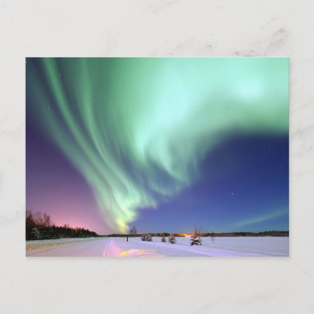 Beautiful Aurora Borealis Alaska Winter Postcard (Front)