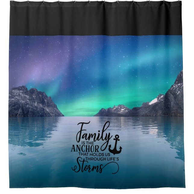 Beautiful Aurora Family Quote Shower Curtain (Front)