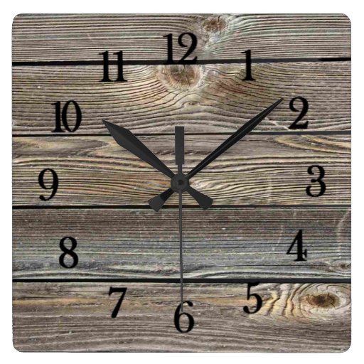 Image of Beautiful authentic looking wood horizontal print Square Wall Clock