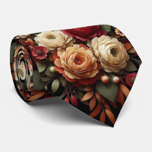 Beautiful Autum Flowers Grooms Wedding Tie