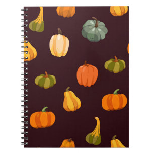 Beautiful autumn background with colourful pumpkin notebook
