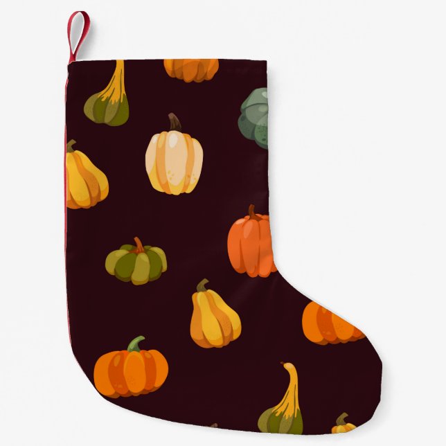 Beautiful autumn background with colourful pumpkin small christmas stocking (Front)