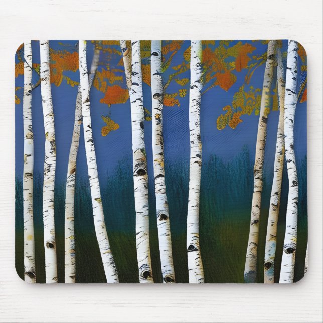 Beautiful Autumn Birch Mouse Mat (Front)