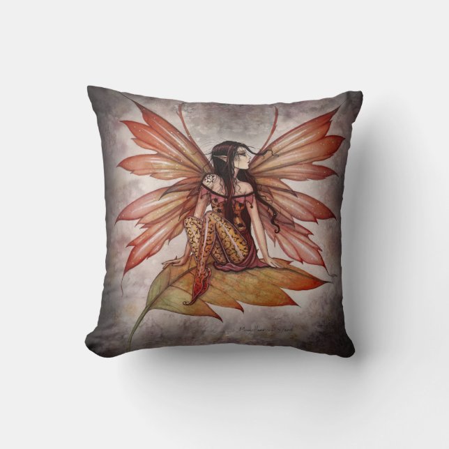 Beautiful Autumn Fairy Pillow by Molly Harrison (Front)