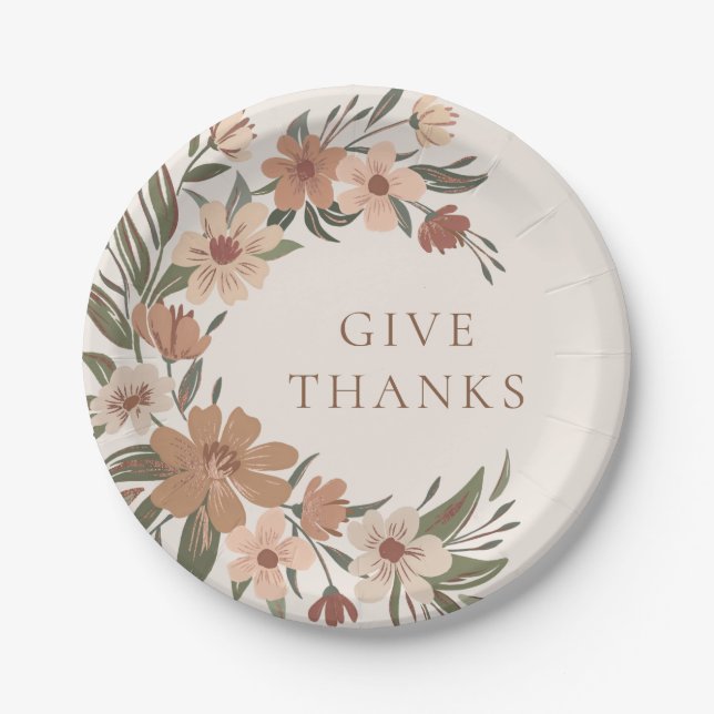 Beautiful autumn/fall floral spray Thanksgiving  Paper Plate (Front)