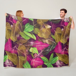 Beautiful Autumn Fall Leaves Pattern Fleece Blanket
