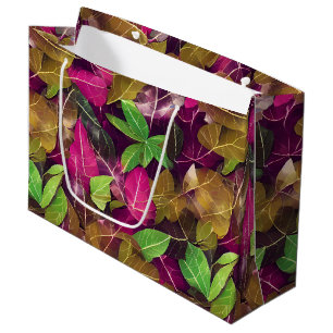 Beautiful Autumn Fall Leaves Pattern Large Gift Bag