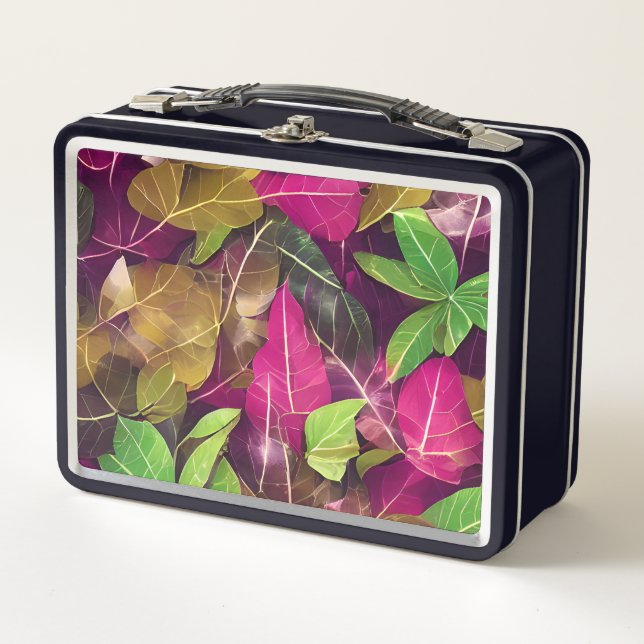 Beautiful Autumn Fall Leaves Pattern  Metal Lunch Box (Front)