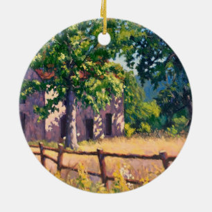 Beautiful Autumn Farm House Scene Ceramic Tree Decoration
