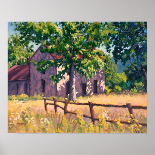 Beautiful Autumn Farm House Scene in Illinois Poster