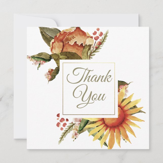 Beautiful Autumn Floral  Thank You Card (Front)