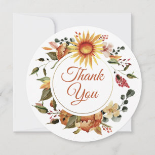 Beautiful Autumn Floral Wreath Thank You Card