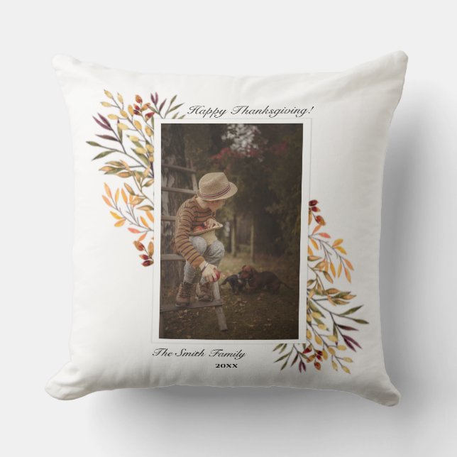 Beautiful Autumn Foliage Thanksgiving Photo Cushion (Front)