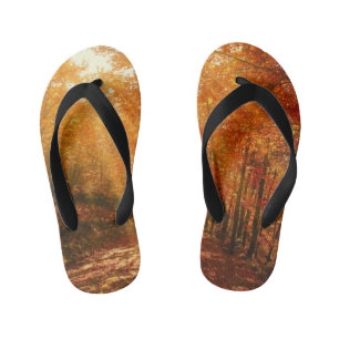 Beautiful autumn kid's flip flops