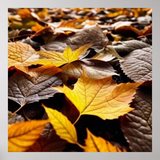 Beautiful autumn leafs on the ground 4 poster (Front)