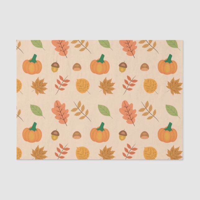 Beautiful Autumn Leaves and Orange Pumpkins  Tissue Paper (Front)
