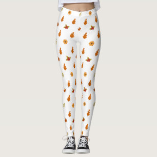 Beautiful Autumn Leaves Flowers Pattern Girly Leggings