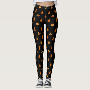 Beautiful Autumn Leaves Flowers Pattern Girly Leggings
