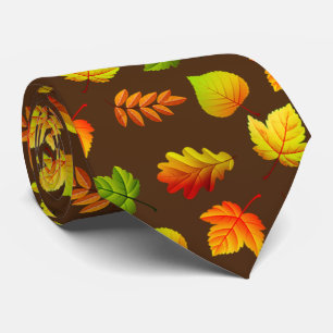 Beautiful Autumn Leaves on Brown Tie