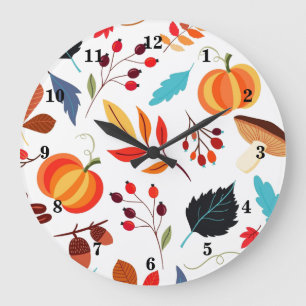 Beautiful Autumn Pattern - Seasons Large Clock