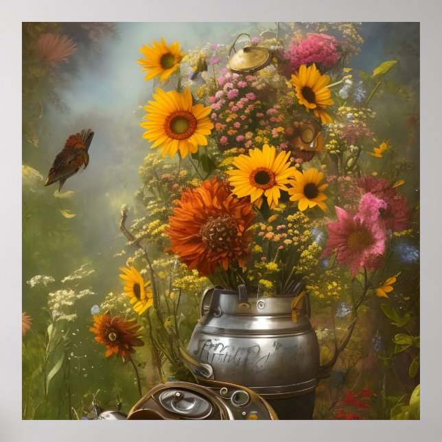 Beautiful autumn sunflowers wildflowers farm poster (Front)