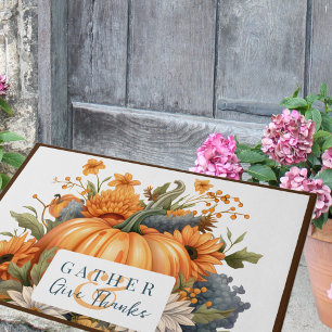 Beautiful Autumn Thanksgiving Pumpkin  Doormat