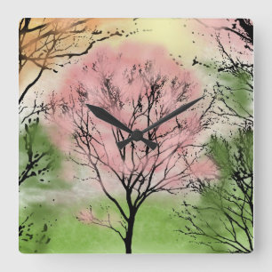 Beautiful Autumn Trees Square Wall Clock